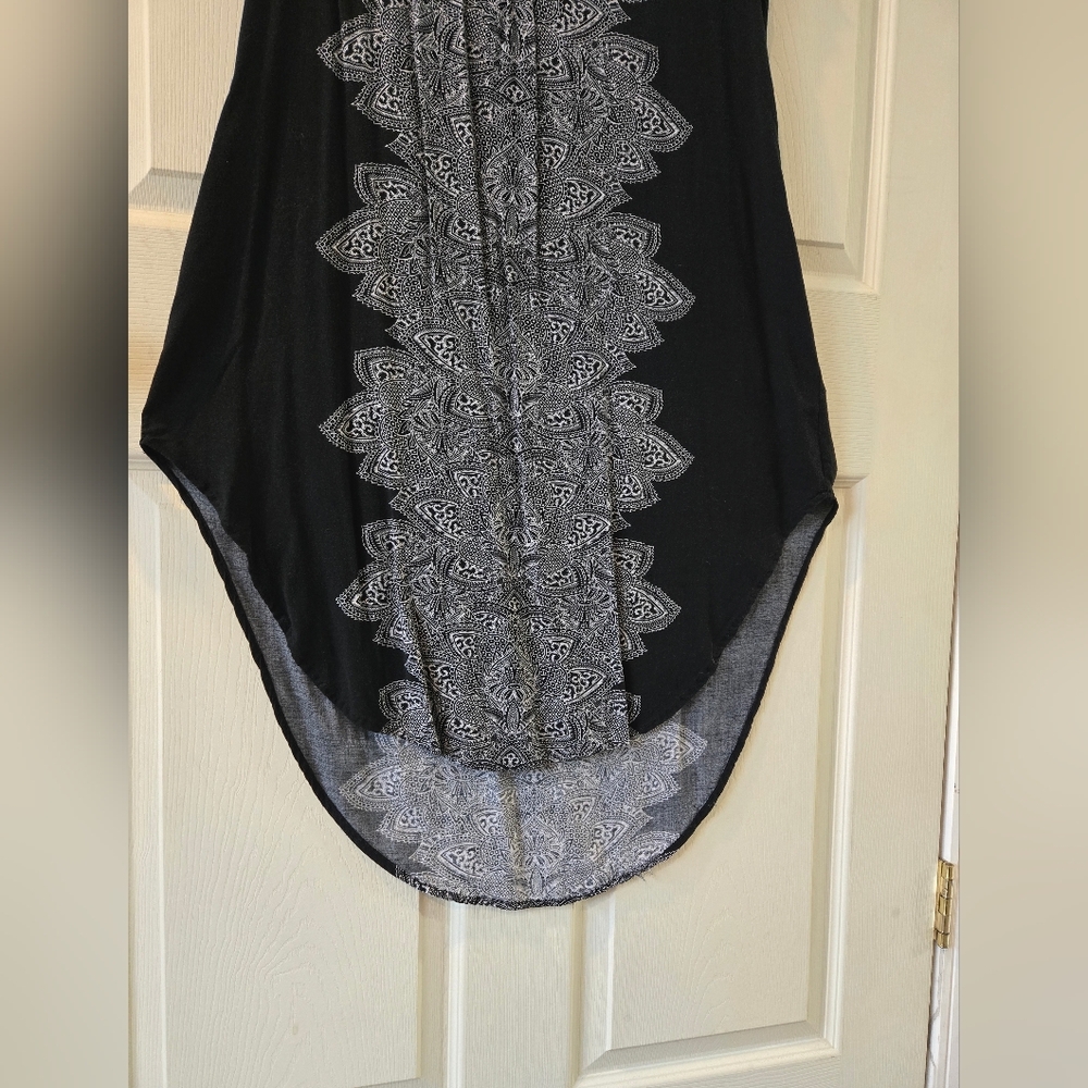 Cupio Black and White Asymmetrical Dress Sz XL 100% Viscose - Picture 6 of 8